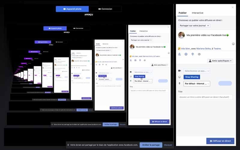 Partager votre ecran pour la video facebook live