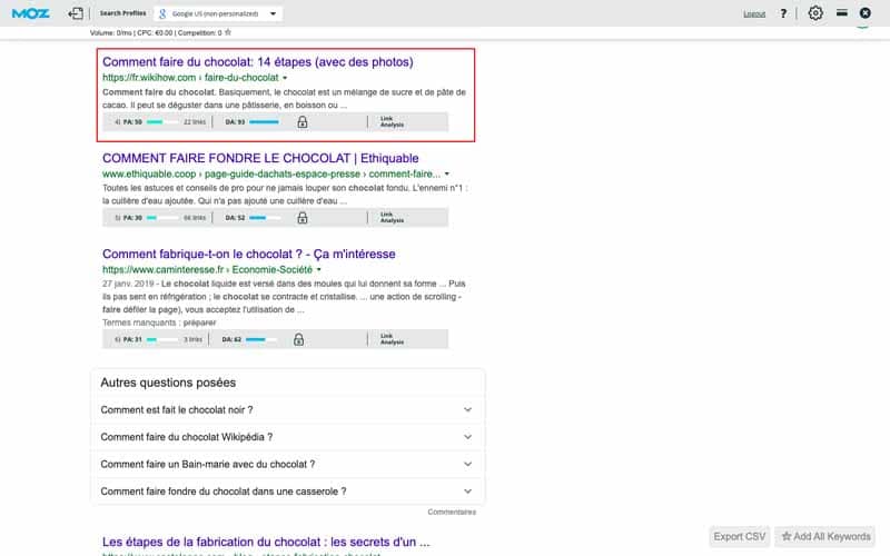 Premier résultat comment faire du chocolot DA et PA