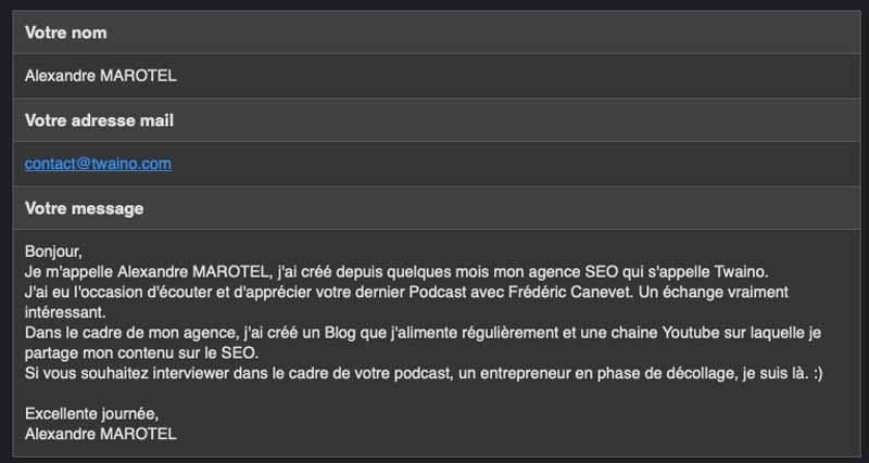 Contact pour un podcast