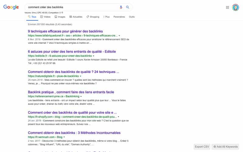 Requete comment creer des backlinks