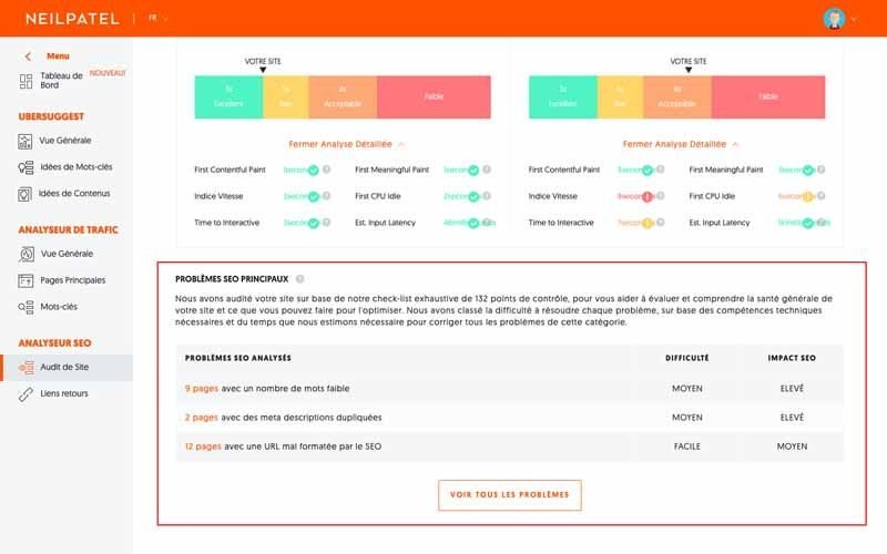 Problèmes SEO Principaux