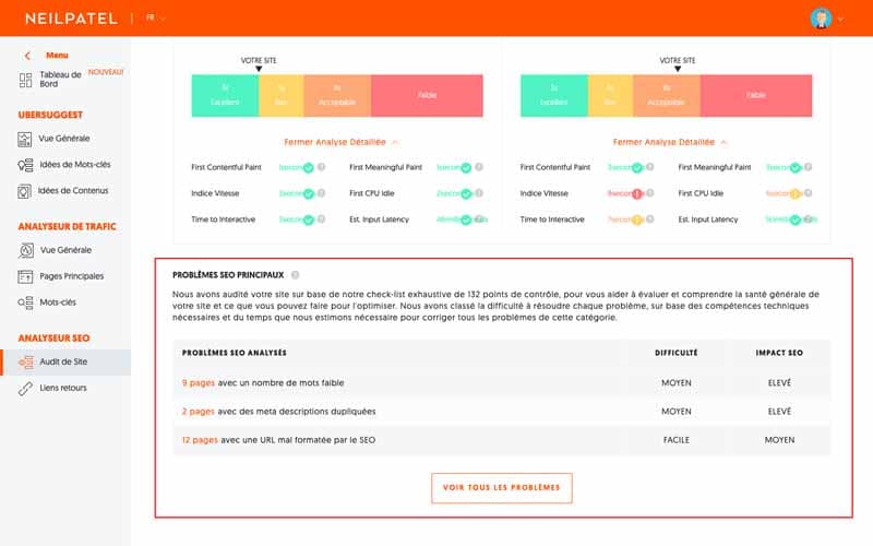 Problèmes SEO Principaux
