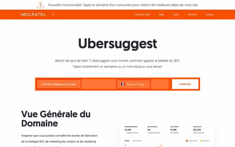 Ubersuggest Comment preparer du chocolat