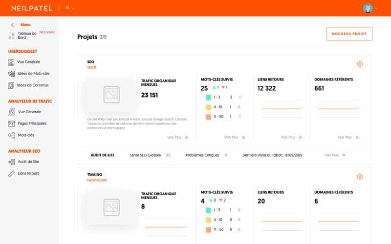 Vue sur les projets