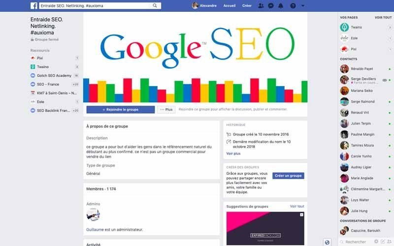 Page Facebook Entraide SEO