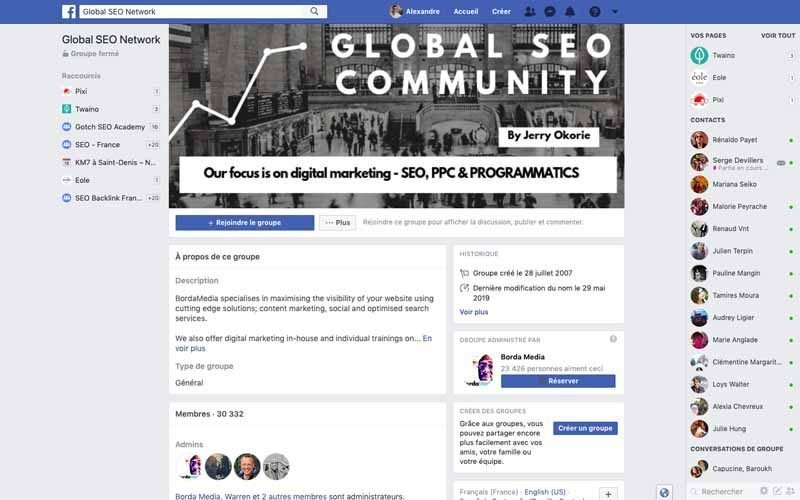 Page Facebook Global SEO network