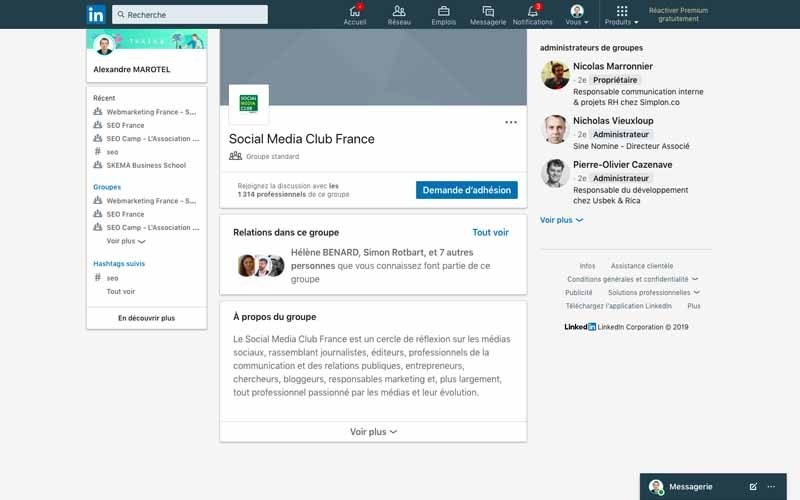 Page Linkedin Social media