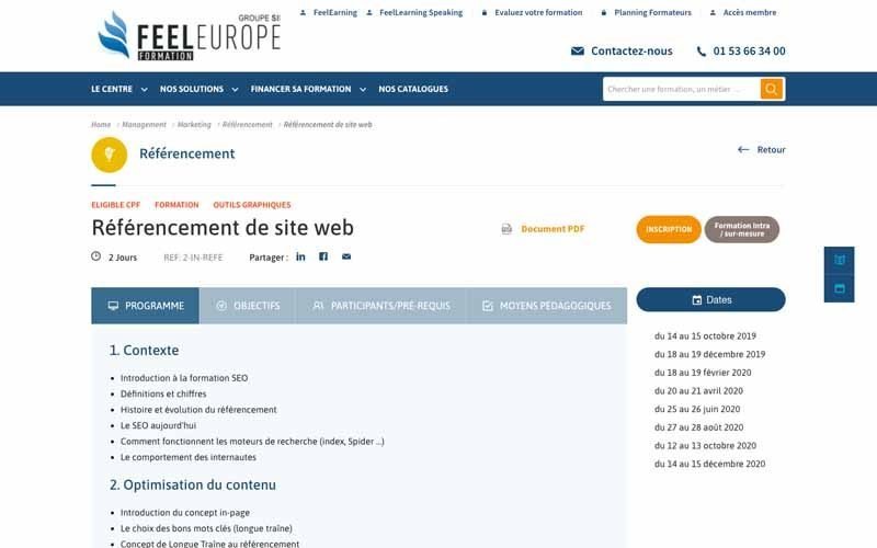 Feeleurope referencement de site web