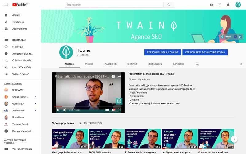 Chaine Youtube Twaino