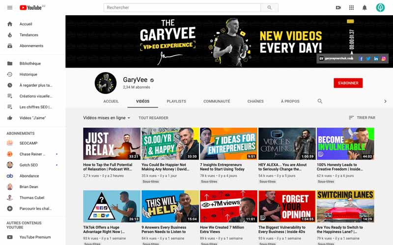 Chaine Youtube Gary Vee