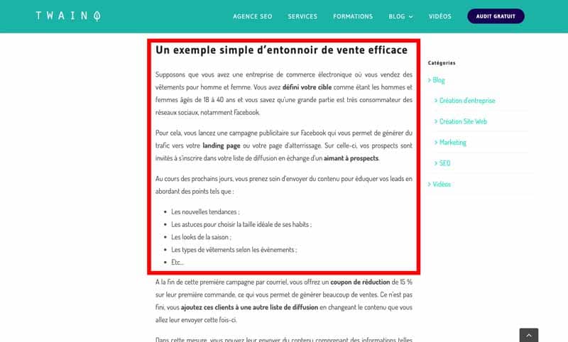 Contenu surenchere Donner des exemples