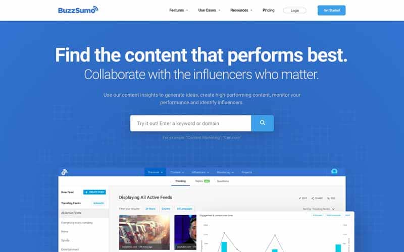 Buzzsumo find content