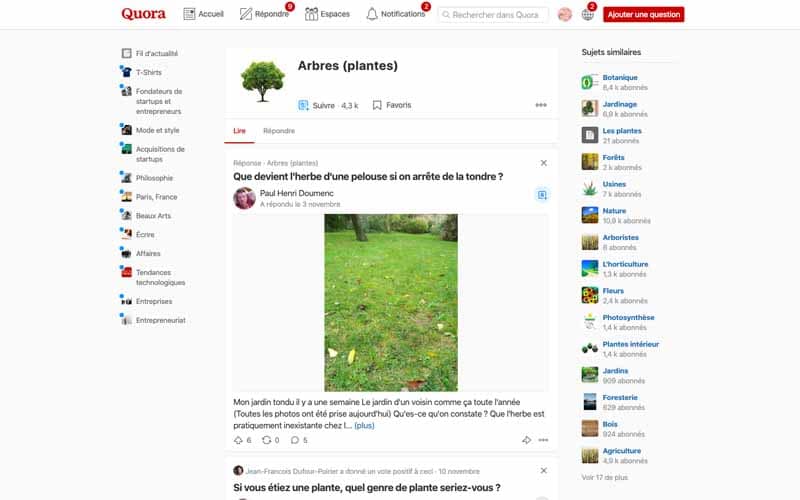 Découvrir des thematiques avec Quora