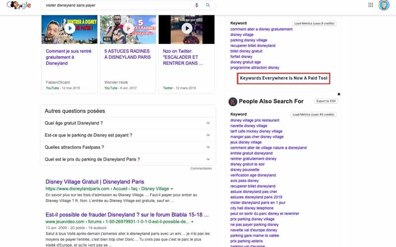 Faire une recherche Visiter disneyland sans payer