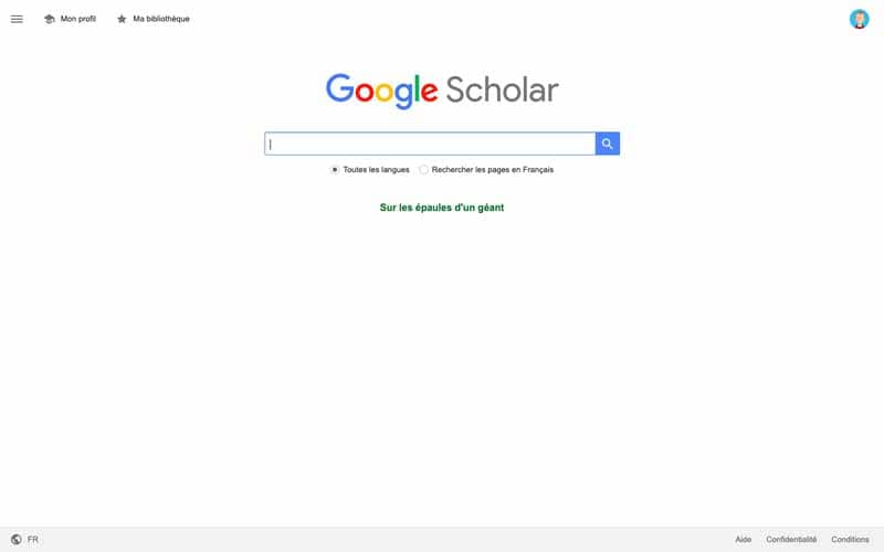 Faire des recherche sur Google Scholar