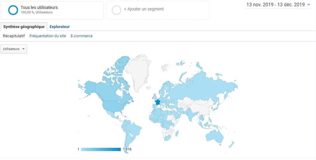 Localisation geographique des visiteurs de twaino