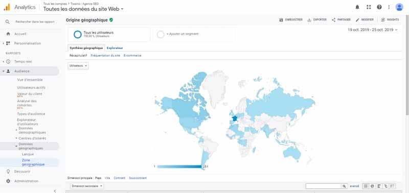 Locoalisation geographique des visiteurs de twaino en octobre 2019