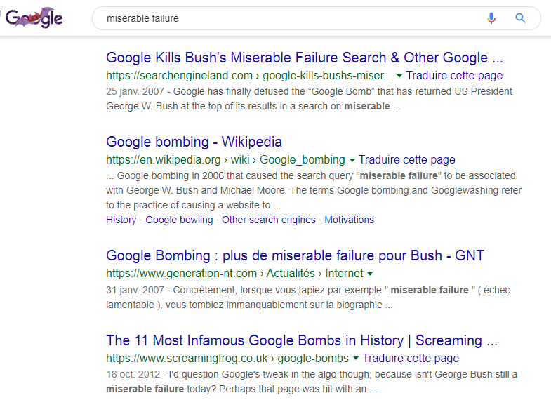 Google Bombing George Bush