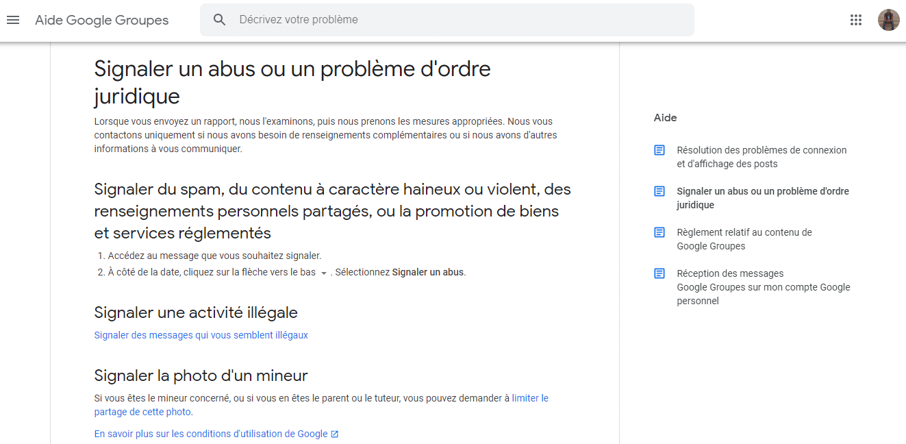 Signaler un abus a Google