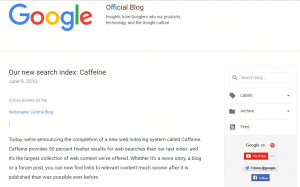 Caffeine l algorithme de Google pour mesurer la fraicheur des contenus