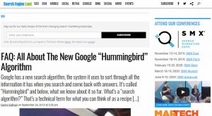 FAQ sur Hummingbird de Search Engine Land