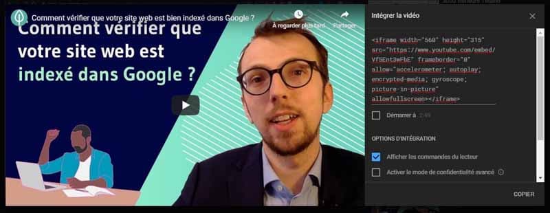 Integrer une video YouTube qui commence a un temps precis dans un article 2