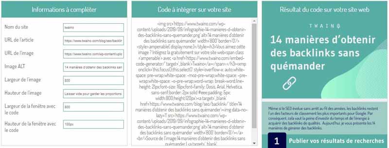 Regler la largeur de la fenser de code pour generer un code embed 2