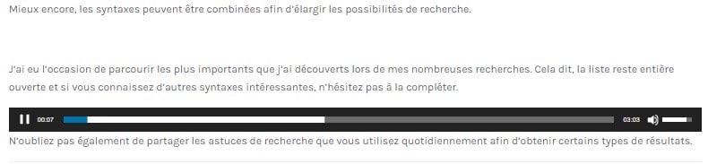 Aprcu deu fichier audio integre dans l article