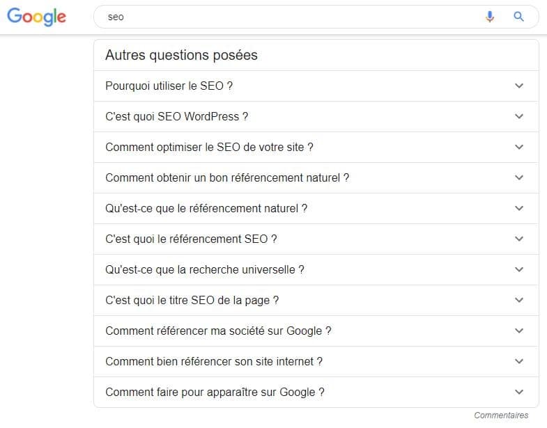 Propositions d Autres Questions Posees par Google