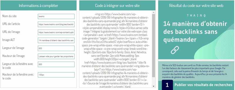 Regler la hauteur de la fenser de code pour generer un code embed