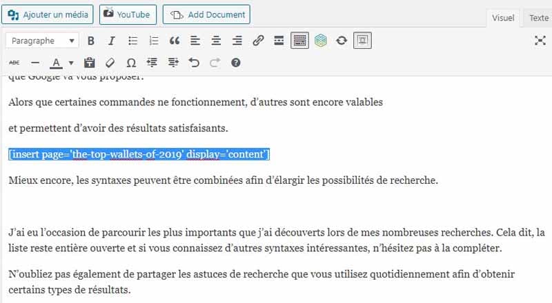 Installer et activer le Plugin Insert pages 3