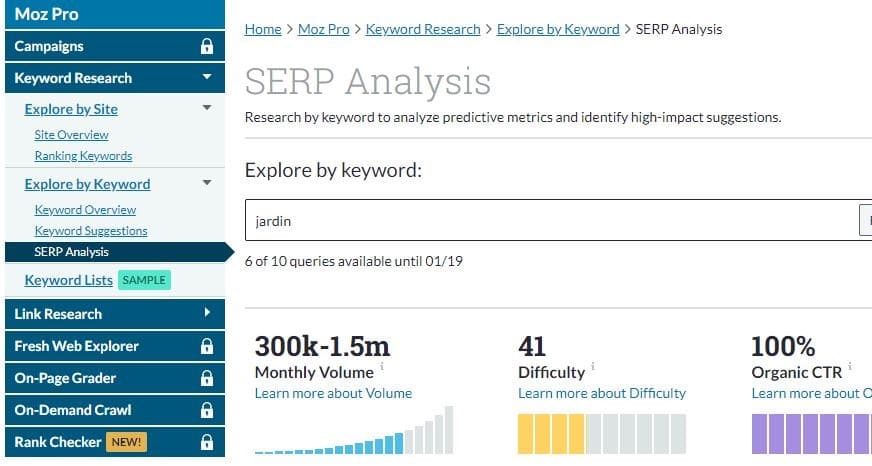 Essaies gratuits avec Moz Keyword Explorer