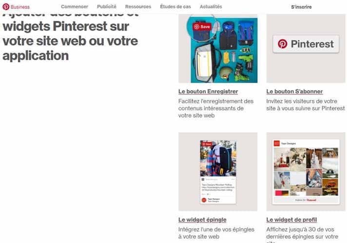 Les widgets de Pinterest