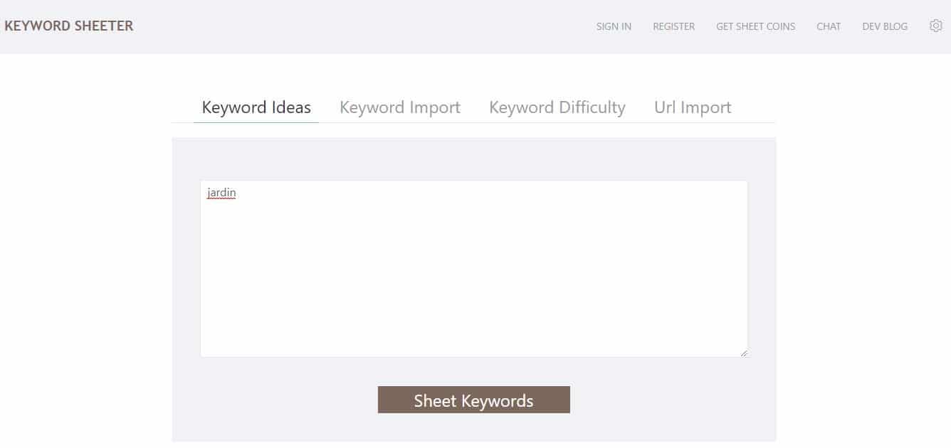 Recherchez des idees pour un seul mot cle avec Keyword Sheeter