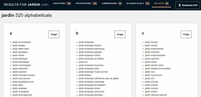 Les Alphabeticals avec Answer the public