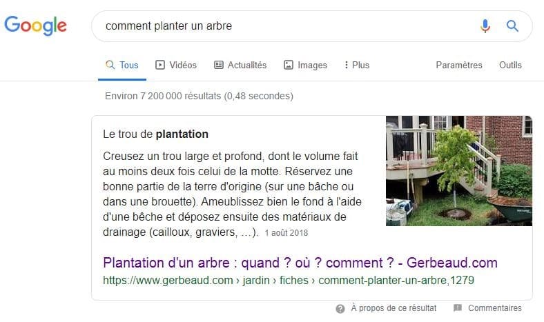 Exemple la plupart des reponses vocales viennent des featured snippets