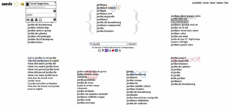 Sauvegarde des idees de mots cles avec Soovle