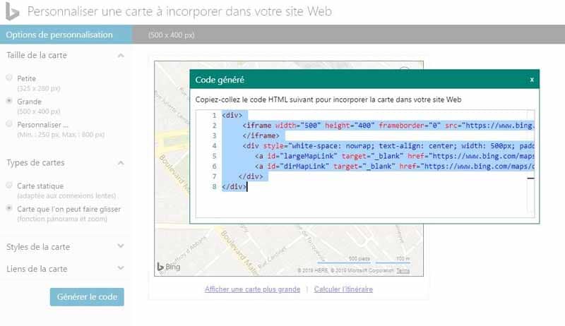 Integrer Bing Maps dans un article 3