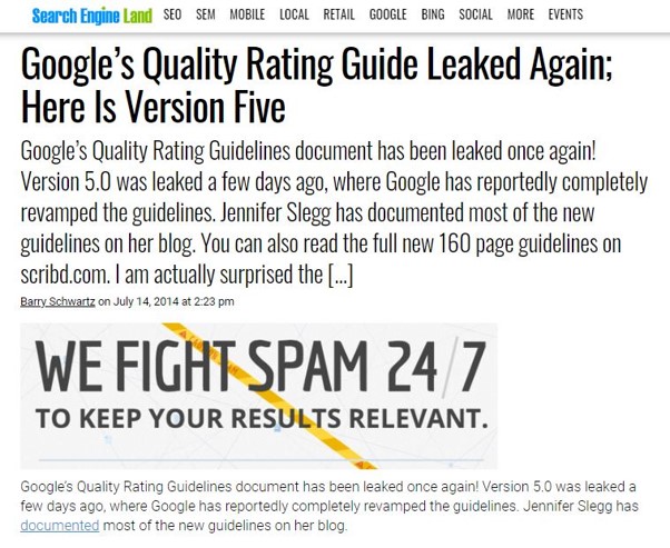 Fuite du Search Quality Raters Guidelines de Google