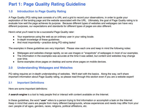 Partie 1 du Search Quality Evaluator Guidelines de 9