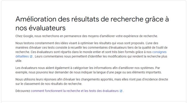 Google ameliore ses resultats avec ses evaluateurs