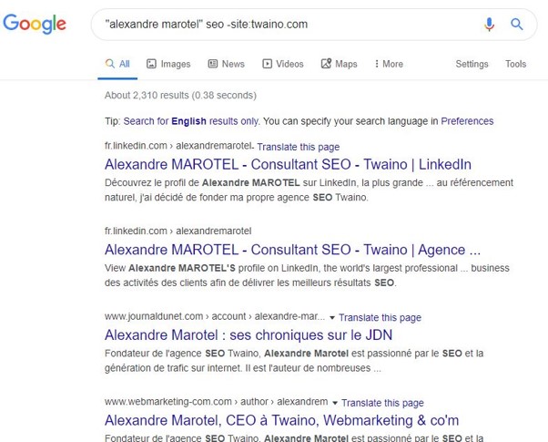 Recherche Google sur les auteurs de contenus