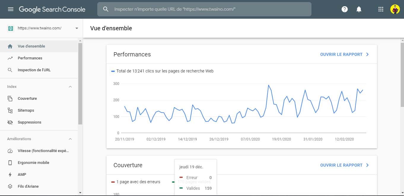 Vue d'ensemble des rapports de la Search Console