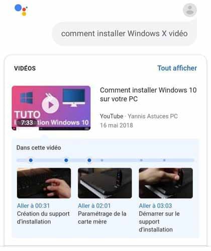 Moment cles d une video dans Google