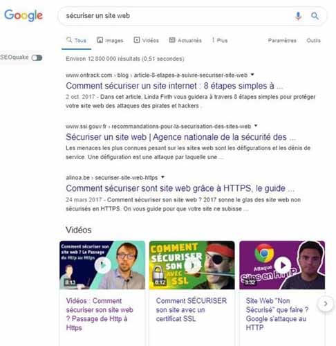 SERP avec Video