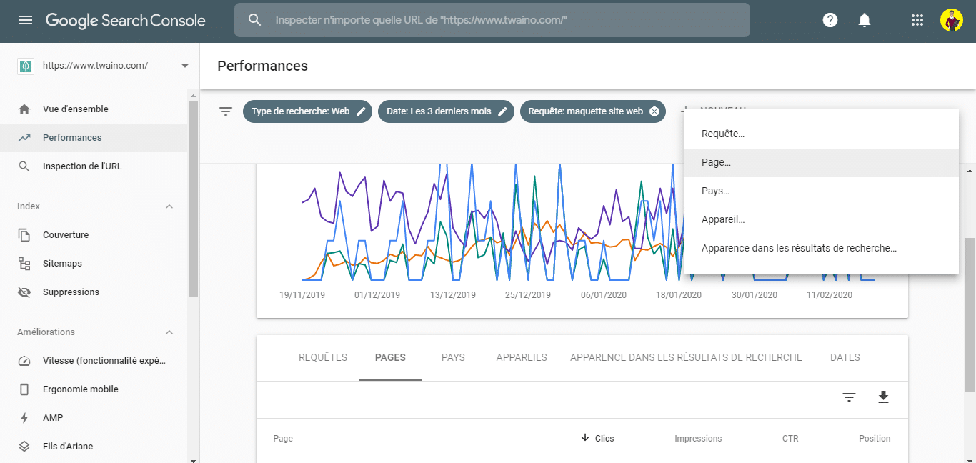 Connaitre les mots cles d une page dans la Search Console 1