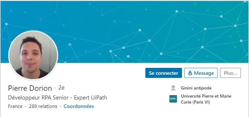 Profil LinkedIn Pierre Dorion