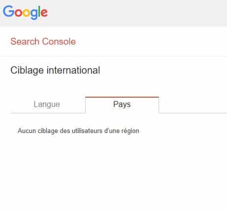 Configurer pays cibles avec Google search Console 2