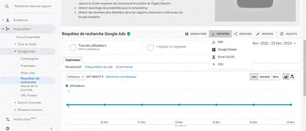 Exporter les requetes de GAds