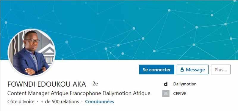 Profil LinkedIn Edoukou Fowndi